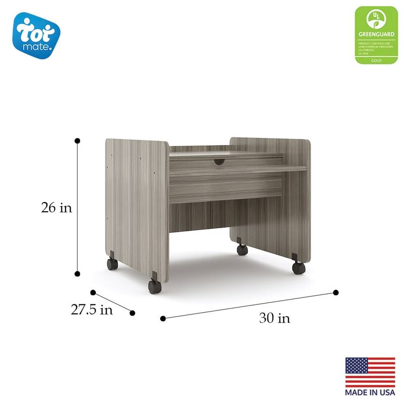 Tot Mate Laminate Mobile Desk 30" x 27 1/2" x 26", ReadyToAssemble